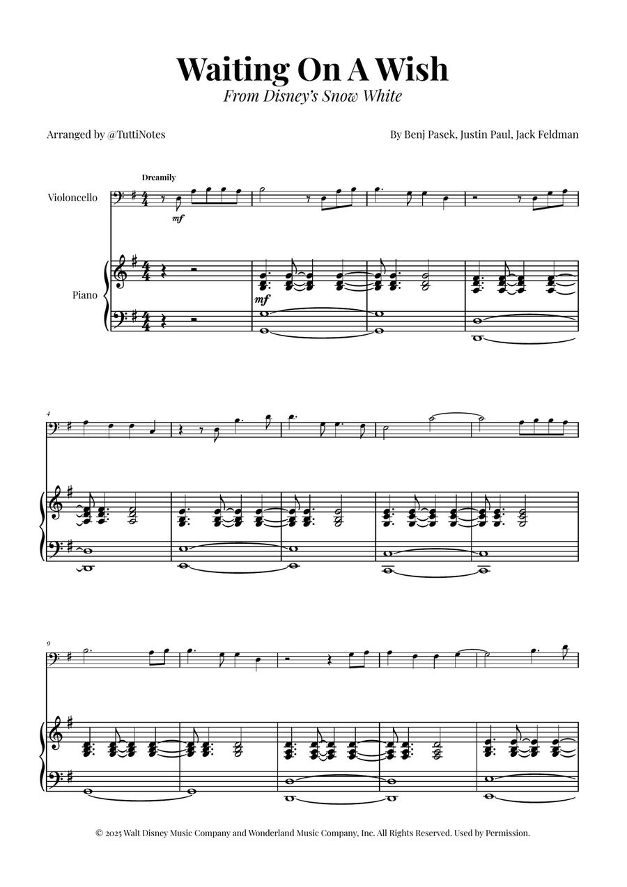 Waiting On A Wish Piano scores gallery preview page 1