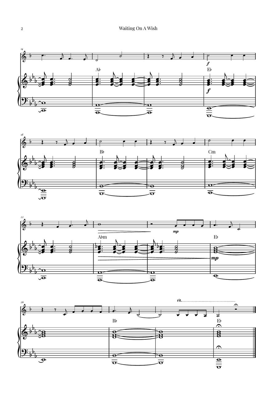 Waiting On A Wish B-Flat Clarinet scores gallery preview page 2