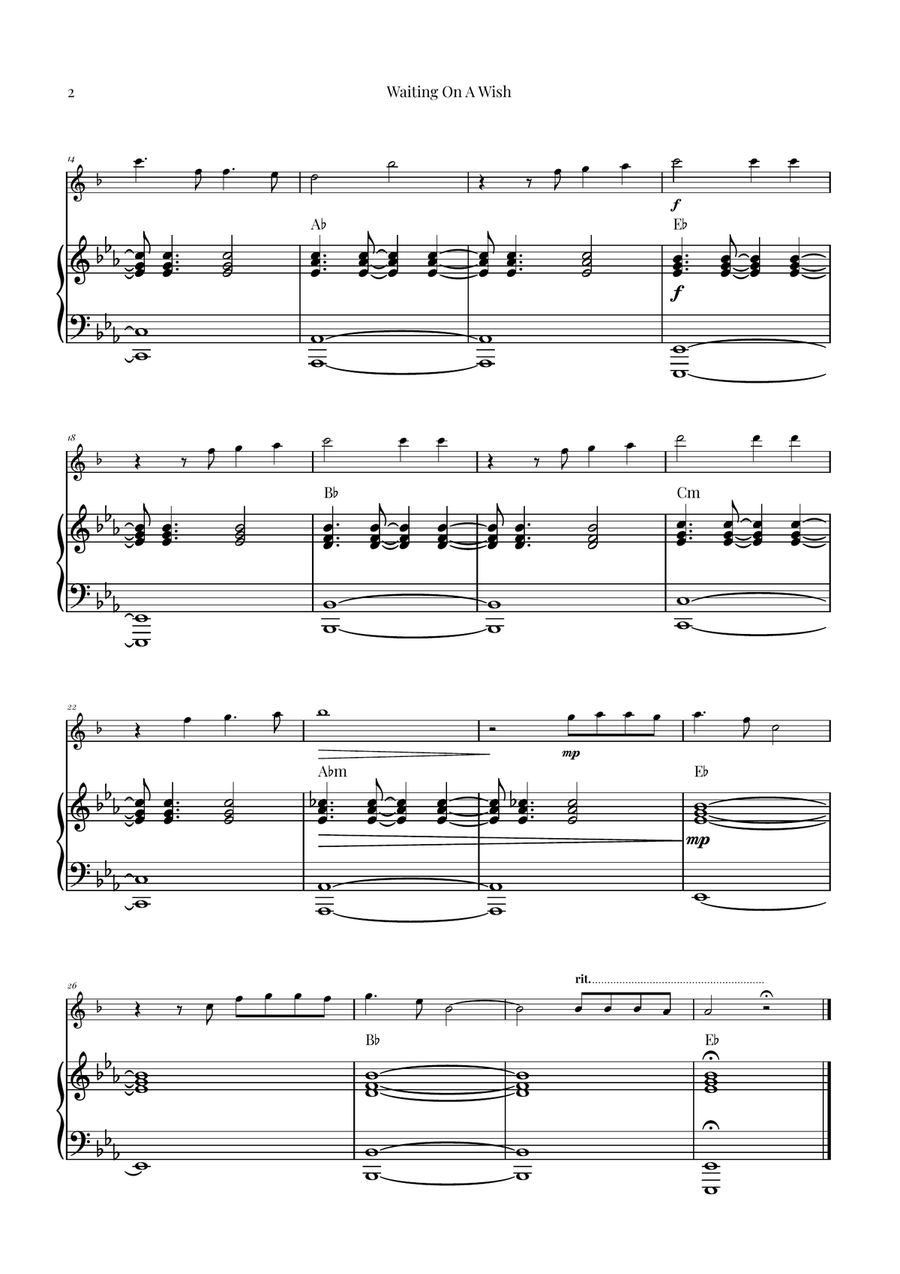 Waiting On A Wish B-Flat Clarinet scores gallery preview page 2
