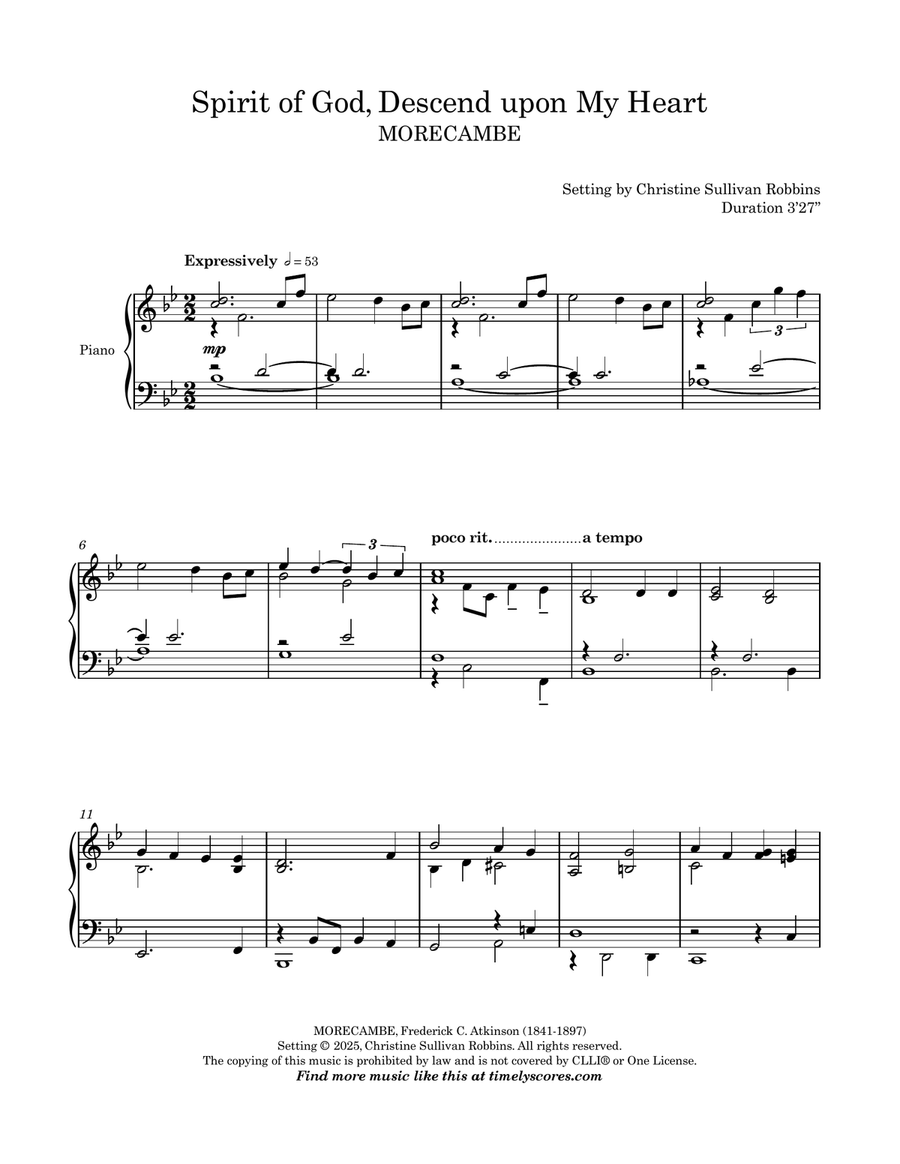 Spirit of God, Descend upon My Heart Piano Solo scores gallery preview page 1