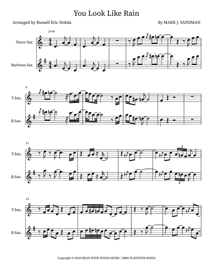 You Look Like Rain You Look Like Rain Woodwind Duet scores gallery preview page 1