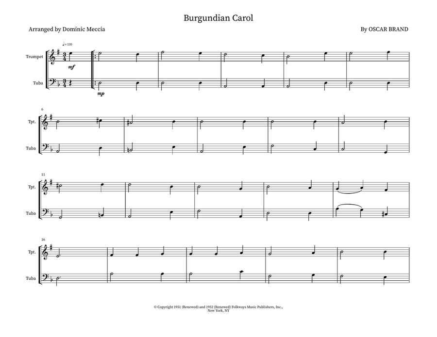 Burgundian Carol Burgundian Carol Brass Duet scores gallery preview page 1