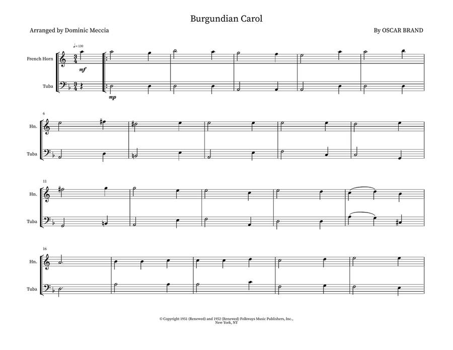 Burgundian Carol Burgundian Carol Brass Duet scores gallery preview page 1