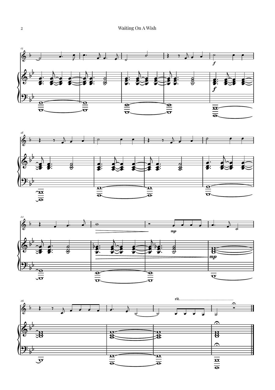 Waiting On A Wish Piano scores gallery preview page 2