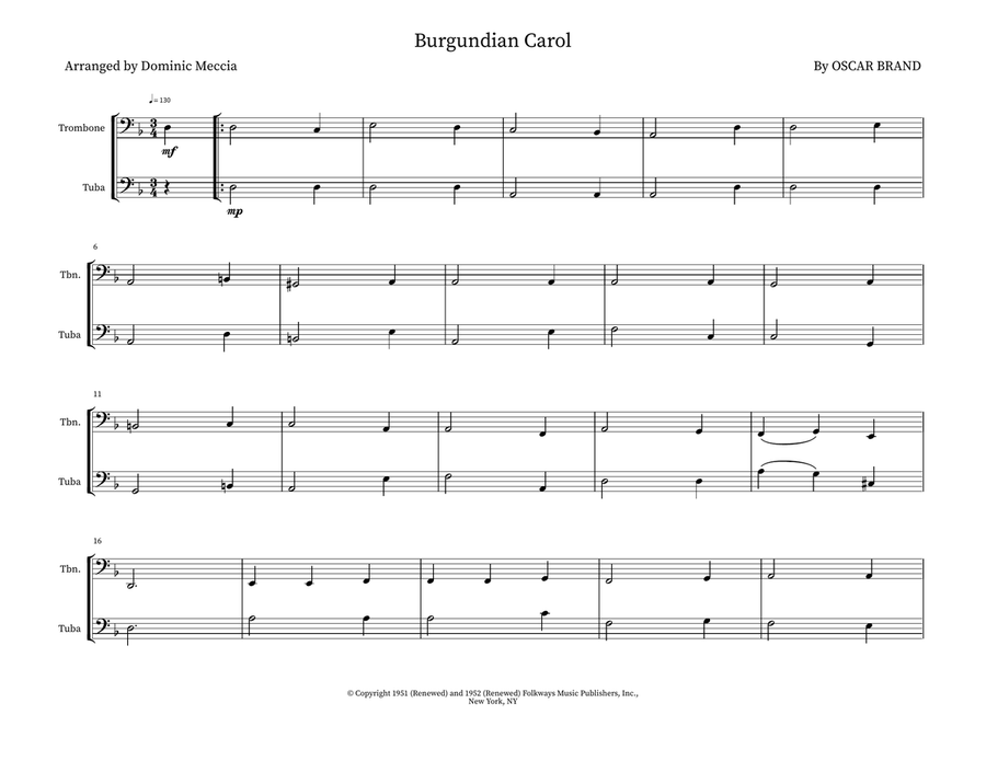 Burgundian Carol Burgundian Carol Brass Duet scores gallery preview page 1