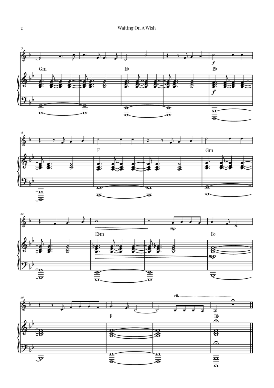 Waiting On A Wish Piano scores gallery preview page 2