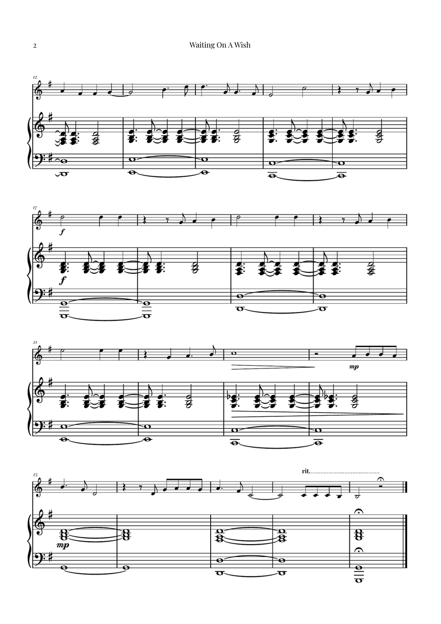Waiting On A Wish Violin Solo scores gallery preview page 2