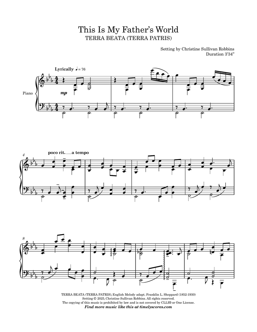This Is My Father's World Piano Solo scores gallery preview page 1