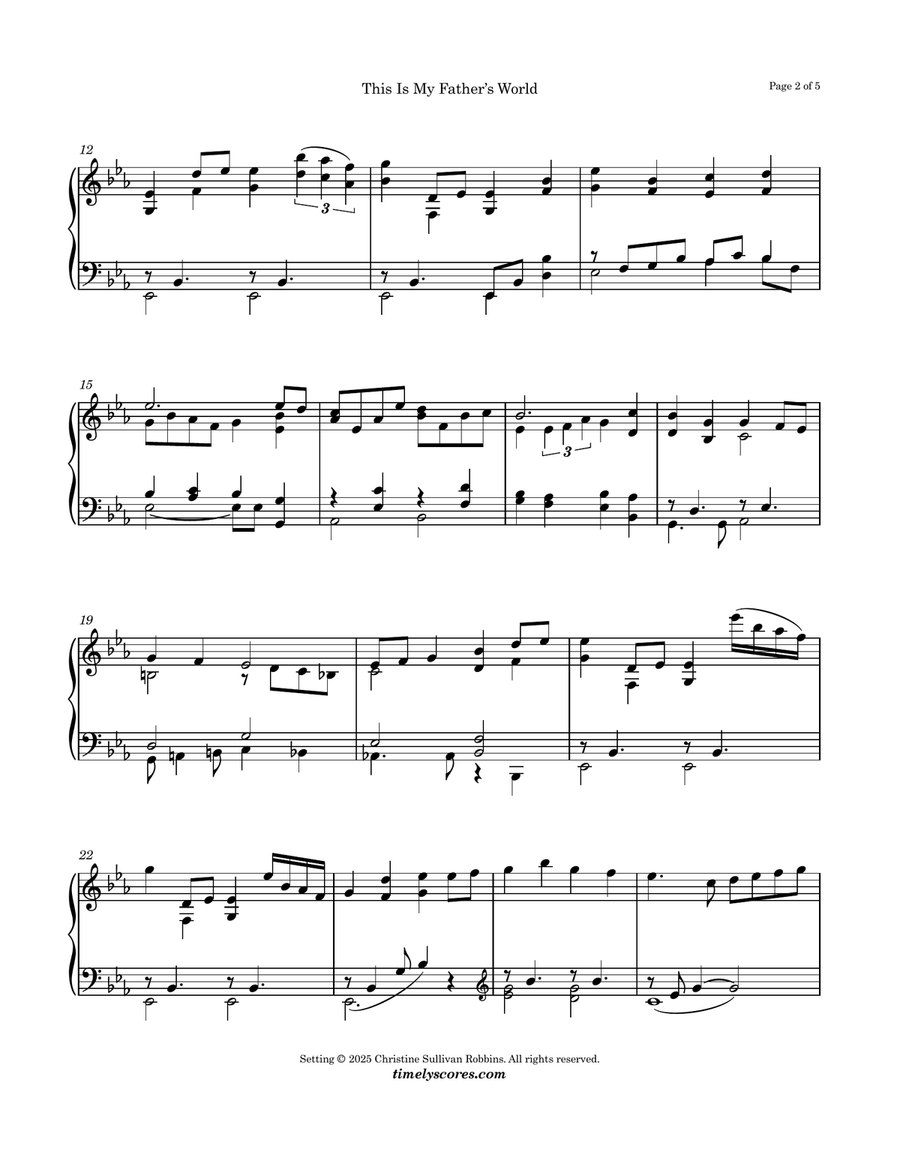 This Is My Father's World Piano Solo scores gallery preview page 2