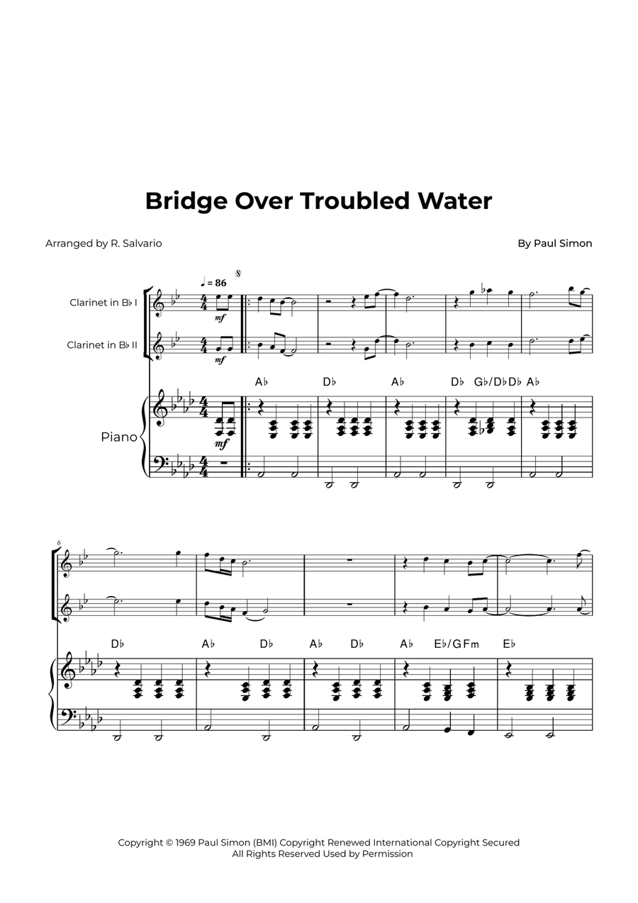 Bridge Over Troubled Water Woodwind Duet scores gallery preview page 1