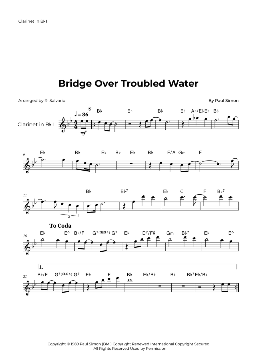 Bridge Over Troubled Water Woodwind Duet scores gallery preview page 4