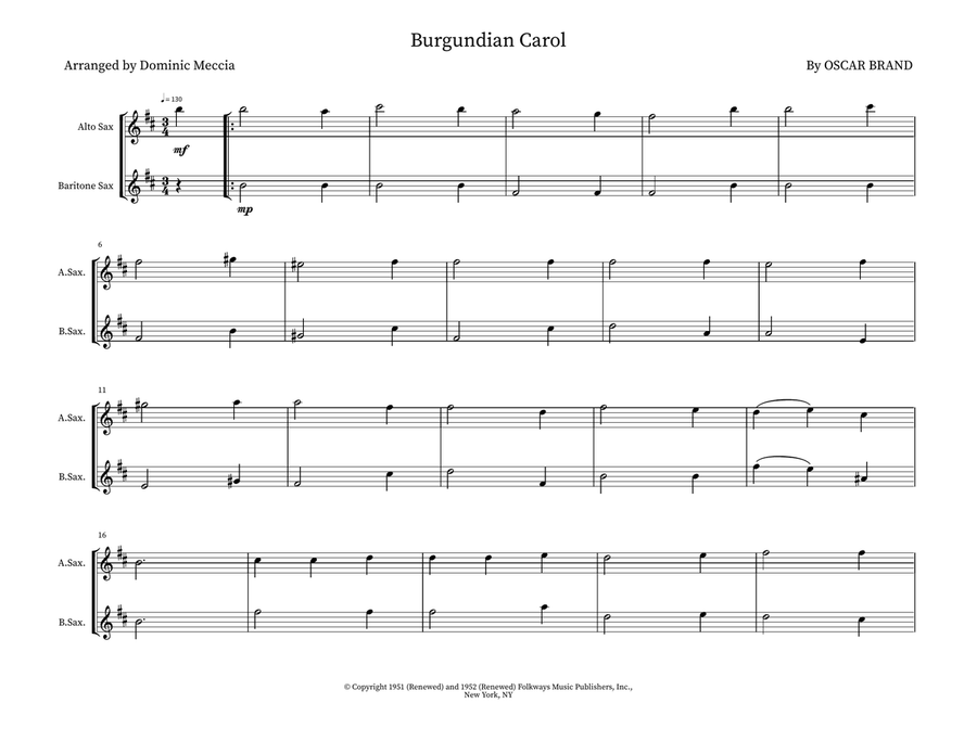 Burgundian Carol Woodwind Duet scores gallery preview page 1