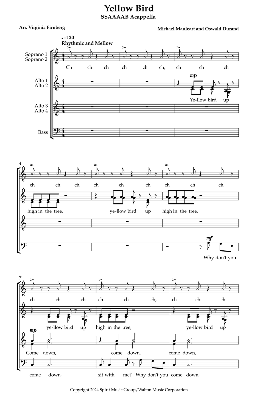Yellow Bird 3-Part scores gallery preview page 1