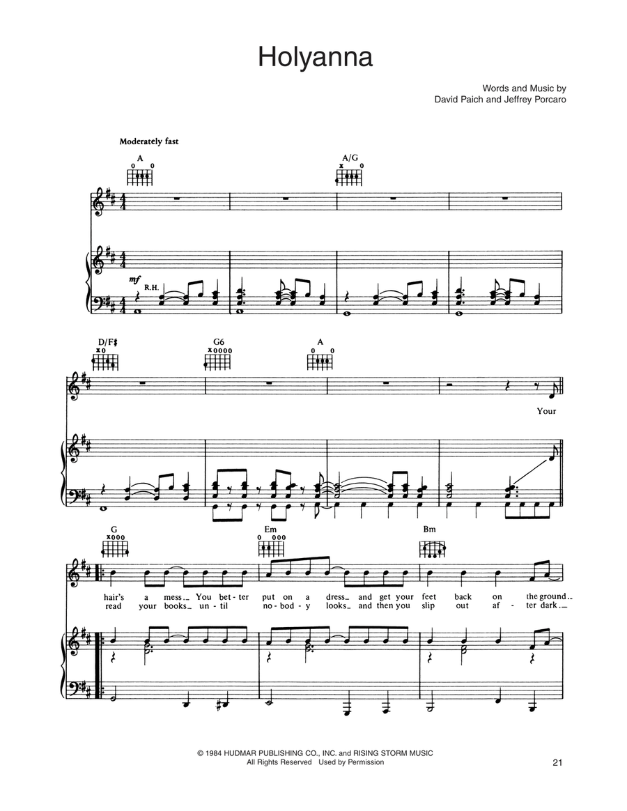 Holyanna Holyanna Piano, Vocal, Guitar scores gallery preview page 1