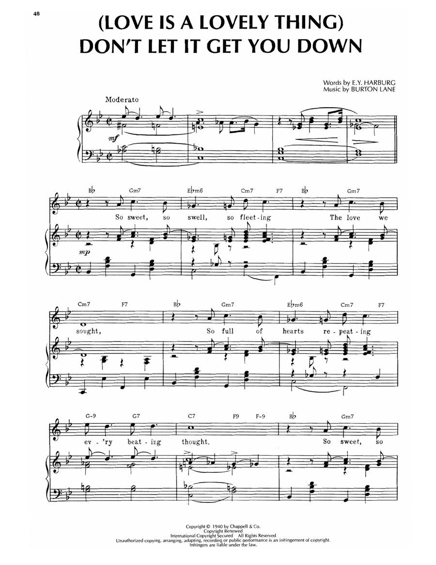 Don't Let It Get You Down (from Laffing Room Only) Piano, Vocal, Guitar scores gallery preview page 1