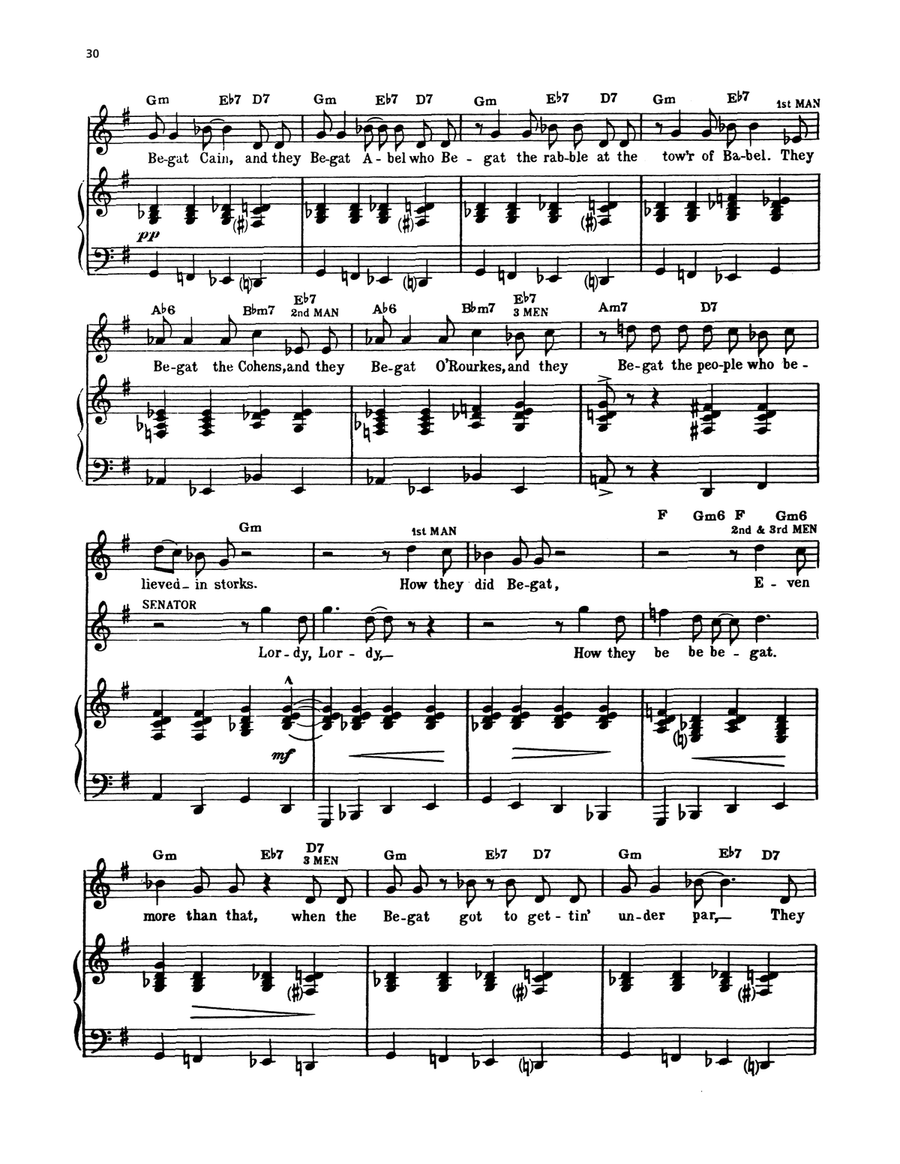 The Begat (from Finian's Rainbow) Piano, Vocal, Guitar scores gallery preview page 3