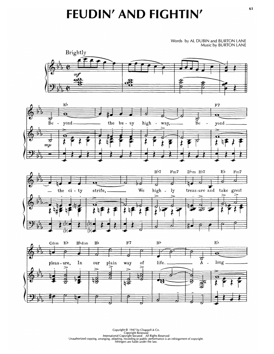 Feudin' And Fightin' Feudin' And Fightin' Piano, Vocal, Guitar scores gallery preview page 1