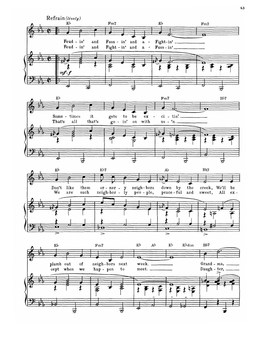Feudin' And Fightin' Feudin' And Fightin' Piano, Vocal, Guitar scores gallery preview page 3