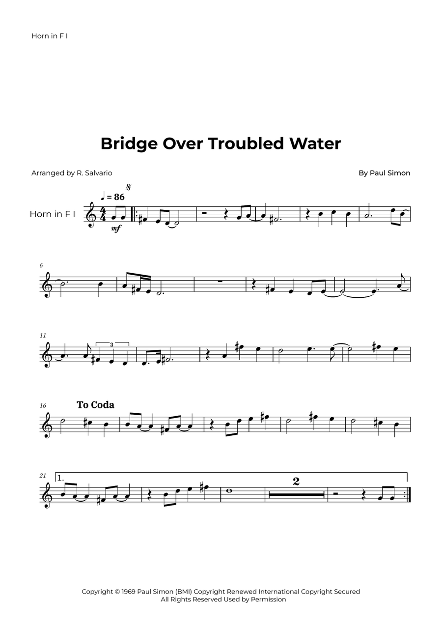 Bridge Over Troubled Water Brass Duet scores gallery preview page 4