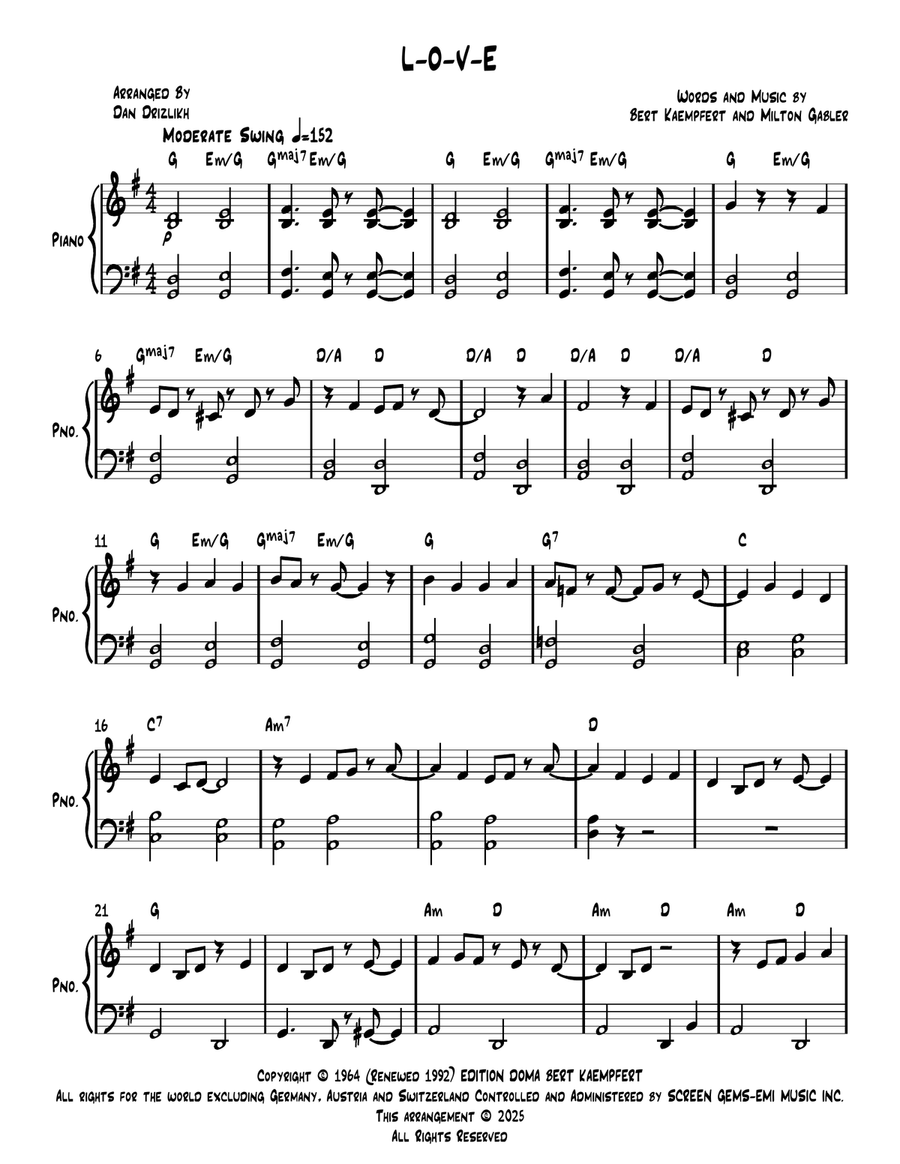 L-O-V-E L-O-V-E Piano Solo scores gallery preview page 1