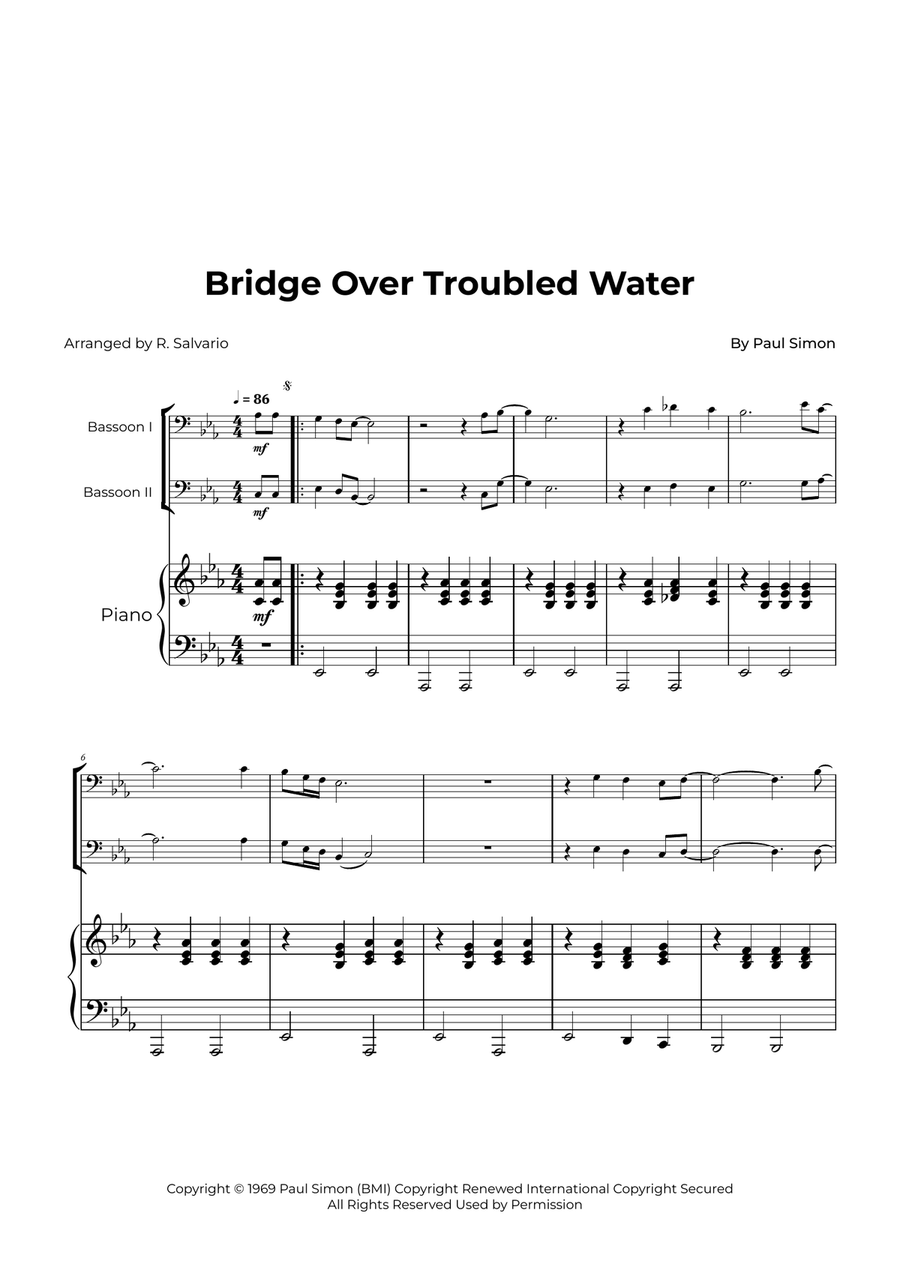 Bridge Over Troubled Water Woodwind Duet scores gallery preview page 1