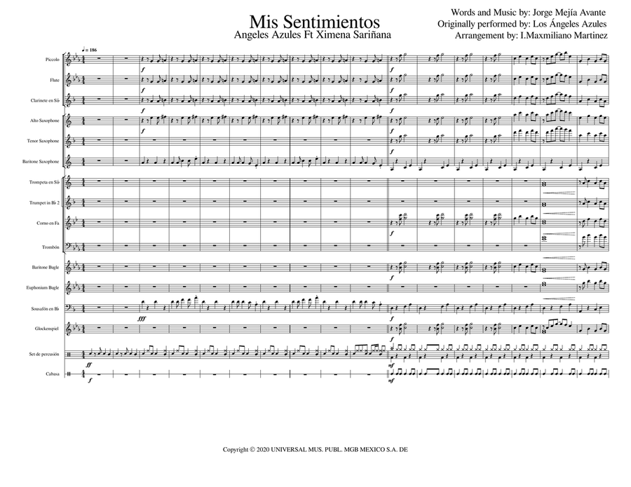 Mis Sentimientos Mis Sentimientos Marching Band scores gallery preview page 1