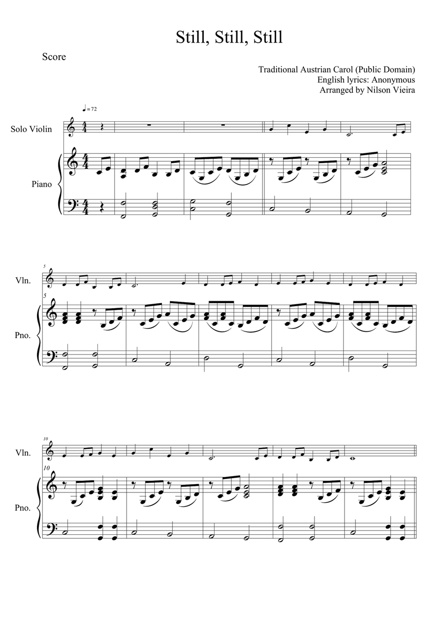 Still, Still, Still – Violin and Piano Christmas Arrangement (No Chords) Violin Solo scores gallery preview page 2