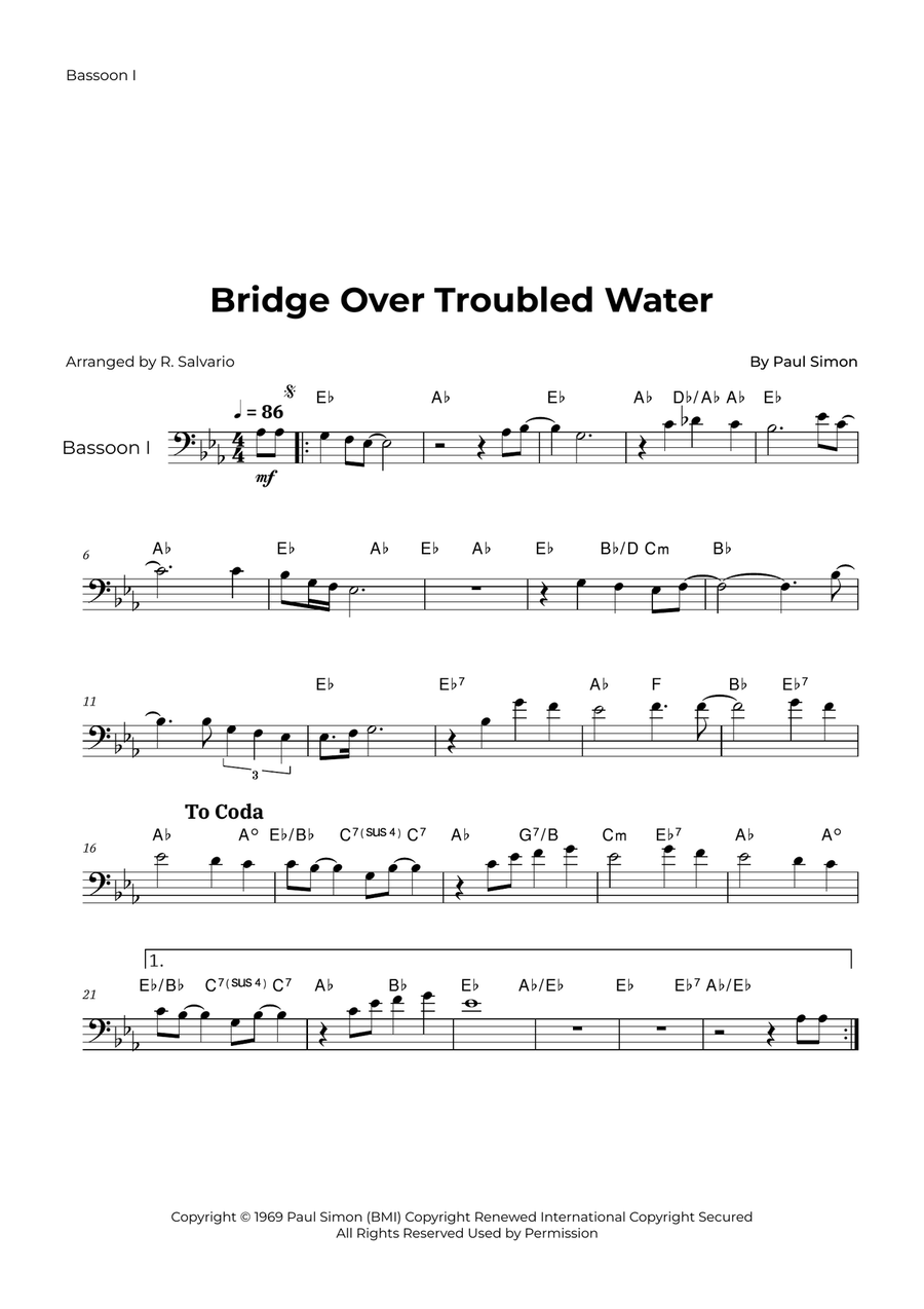 Bridge Over Troubled Water Woodwind Duet scores gallery preview page 4