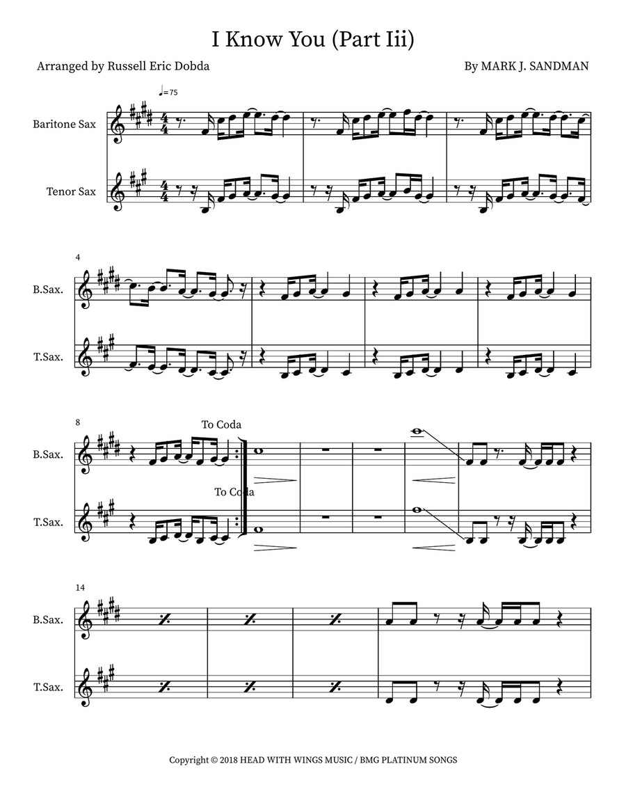 I Know You (Part Iii) I Know You (Part Iii) Woodwind Duet scores gallery preview page 1