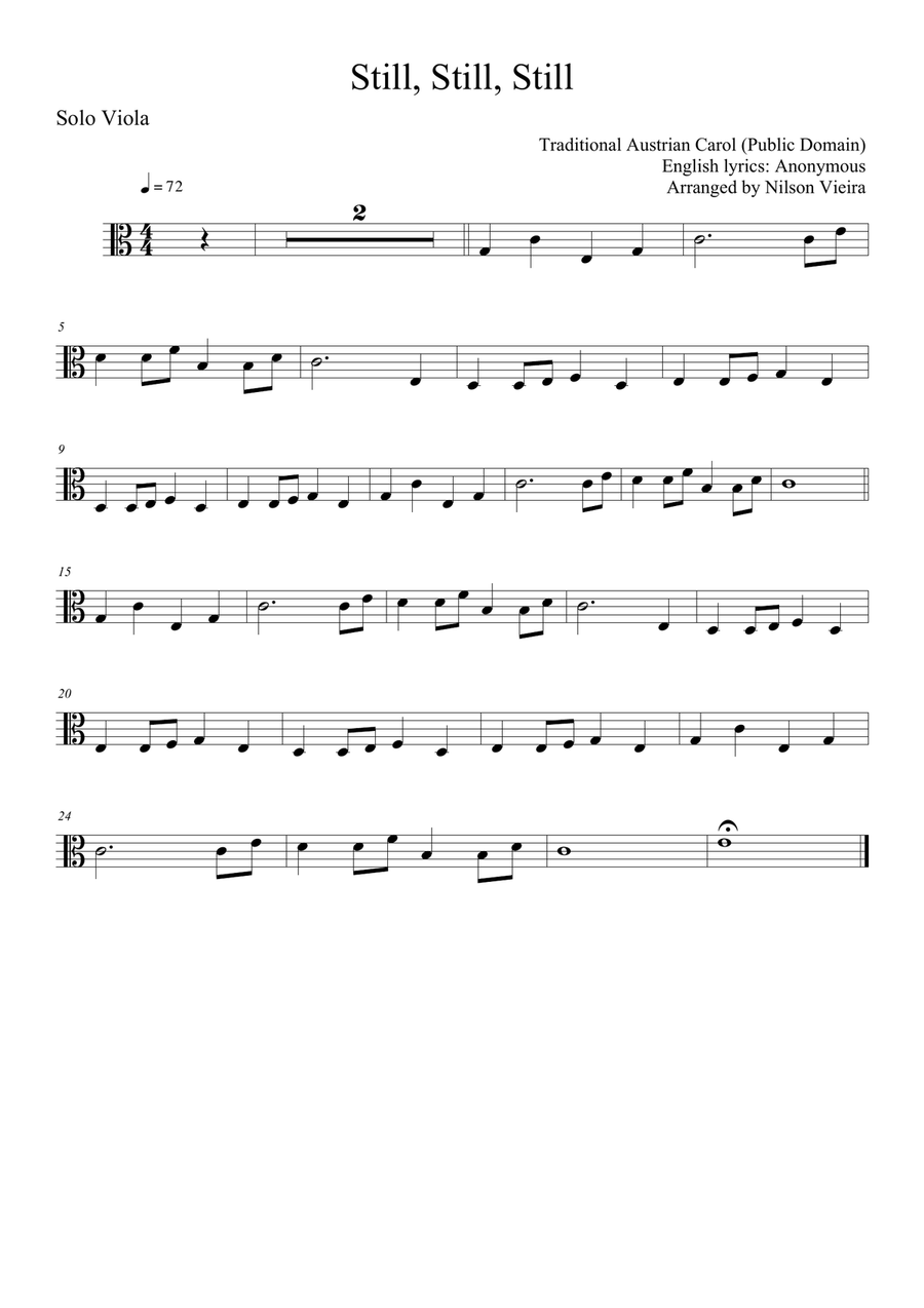 Still, Still, Still – Viola and Piano Christmas Arrangement (with Chords) Piano scores gallery preview page 1
