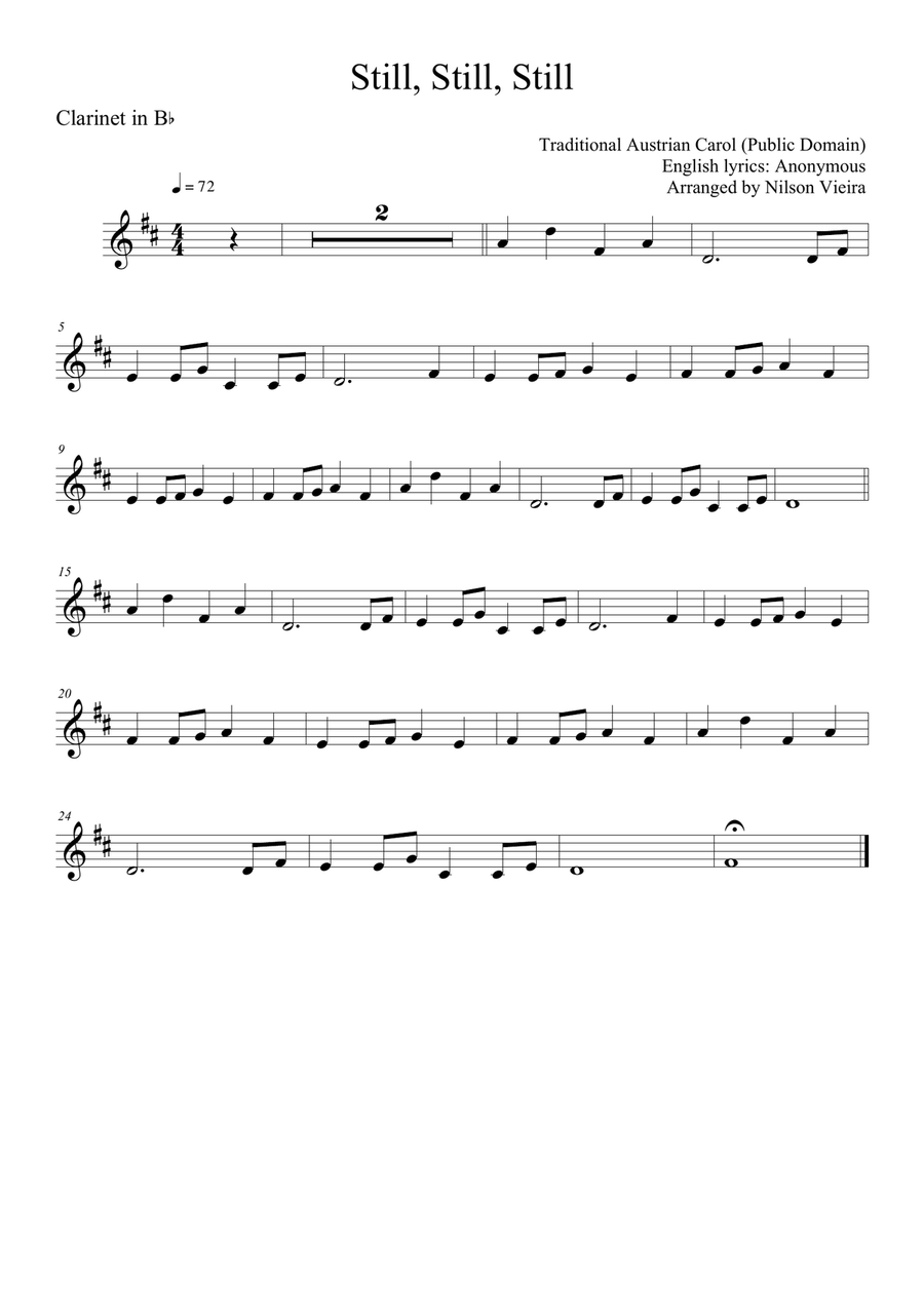 Still, Still, Still – Clarinet and Piano Christmas Arrangement (with Chords) Clarinet Solo scores gallery preview page 1