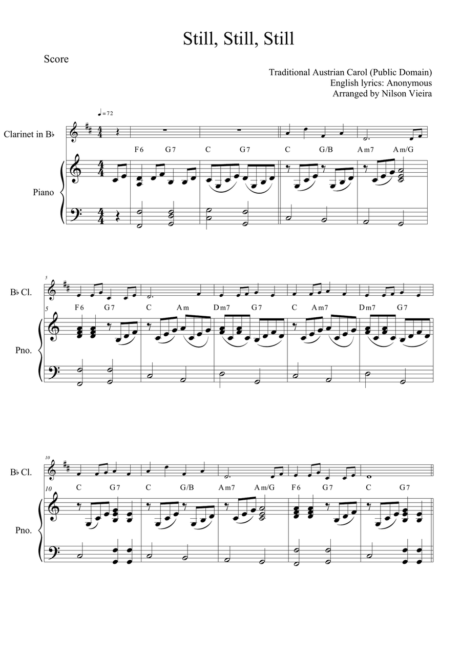 Still, Still, Still – Clarinet and Piano Christmas Arrangement (with Chords) Clarinet Solo scores gallery preview page 2