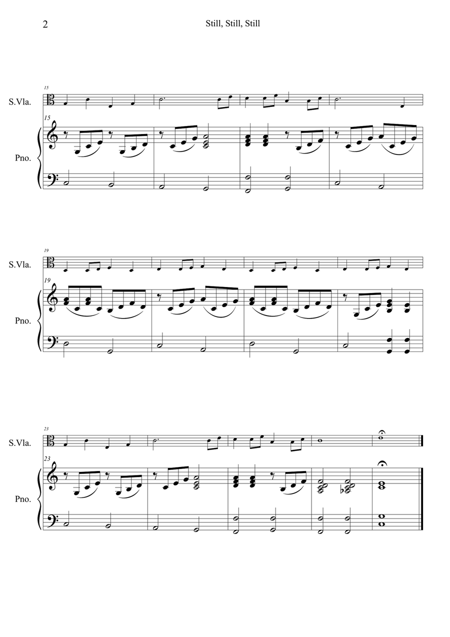 Still, Still, Still – Viola and Piano Christmas Arrangement (No Chords) Piano scores gallery preview page 2
