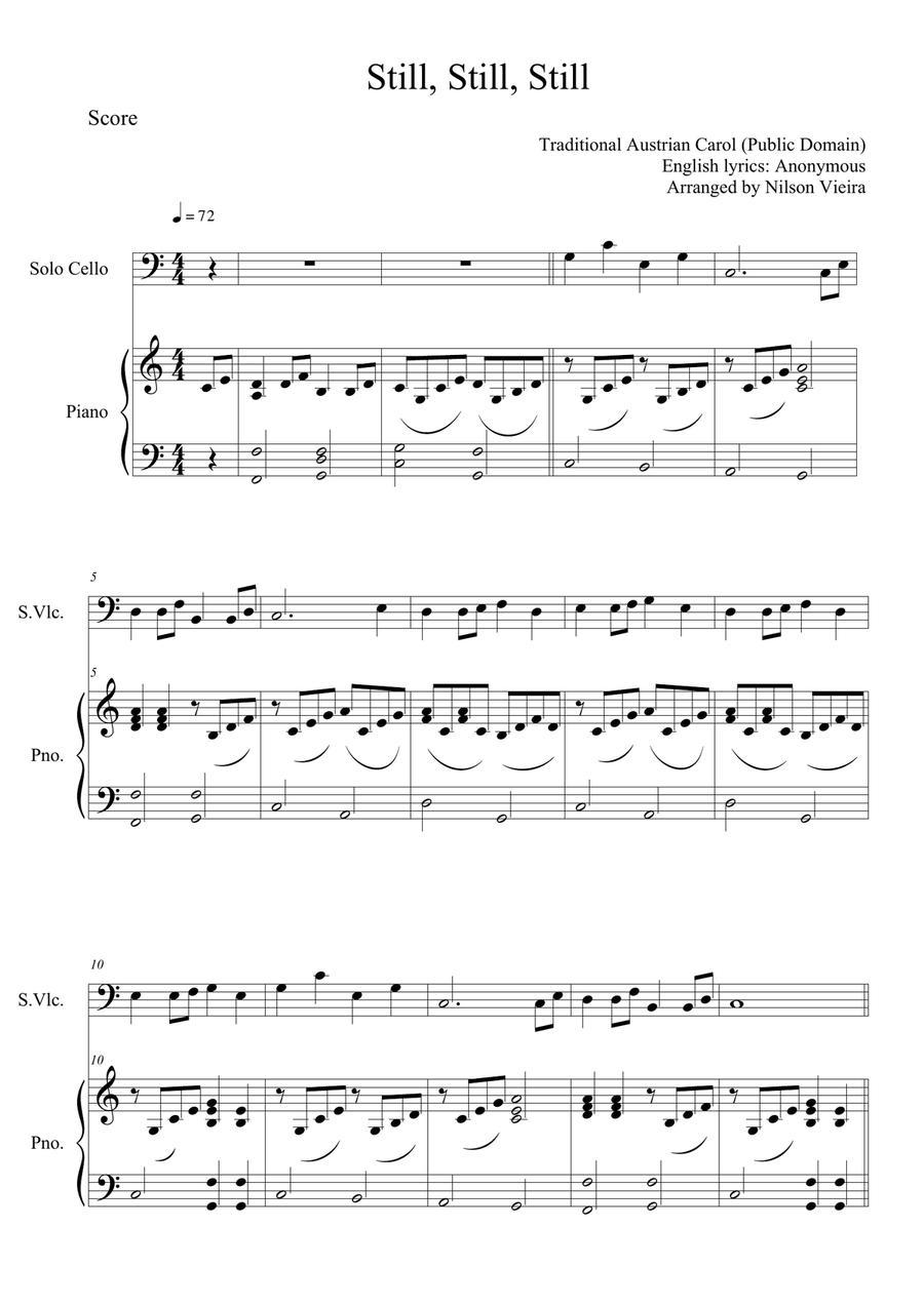 Still, Still, Still – Cello and Piano Christmas Arrangement (No Chords) Piano scores gallery preview page 2