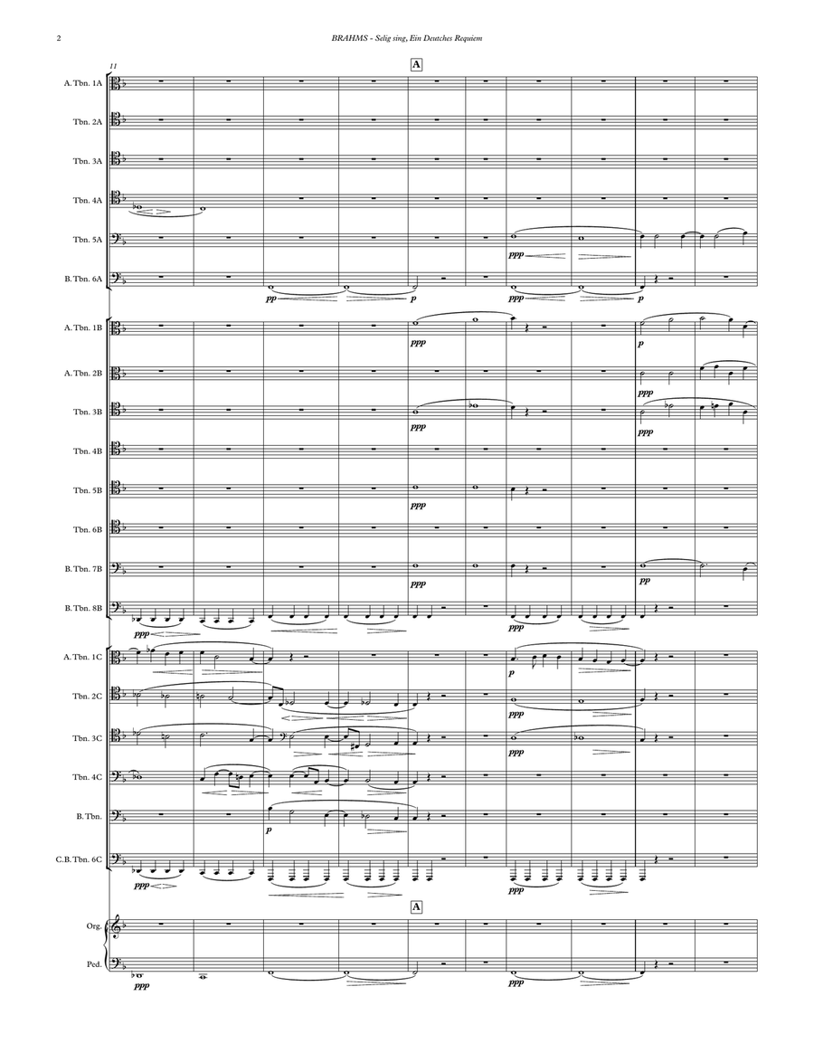 Selig sind from Ein Deutches Requiem for Trombone Choir and Organ Trombone scores gallery preview page 2