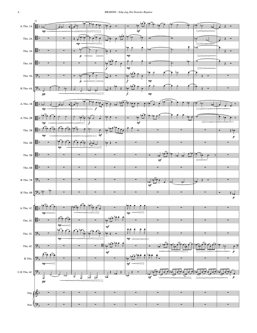 Selig sind from Ein Deutches Requiem for Trombone Choir and Organ Trombone scores gallery preview page 6