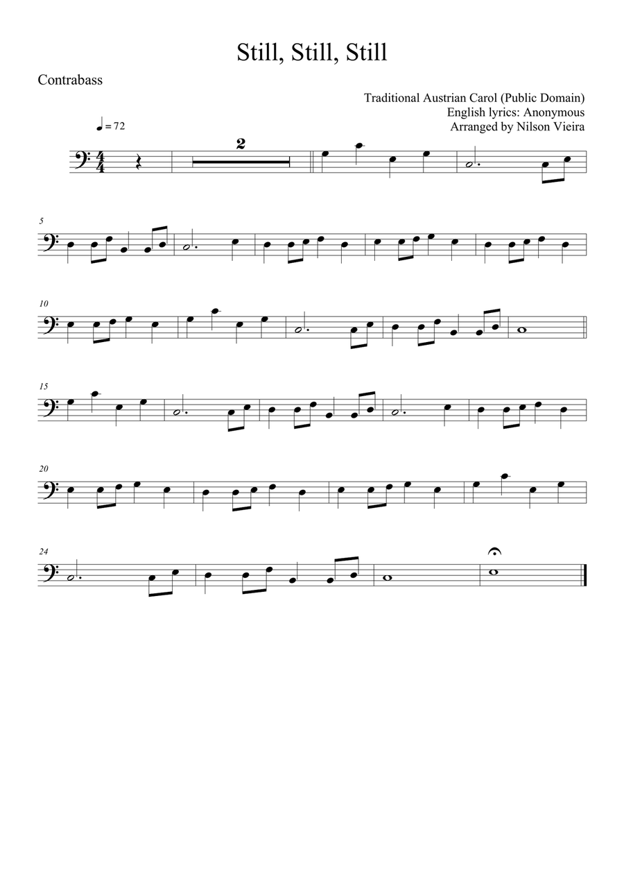 till, Still, Still – Double Bass and Piano Christmas Arrangement (With Chords) Double Bass scores gallery preview page 1