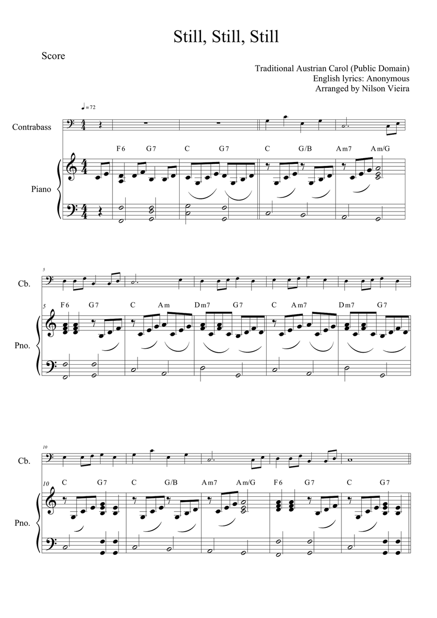 till, Still, Still – Double Bass and Piano Christmas Arrangement (With Chords) Double Bass scores gallery preview page 2