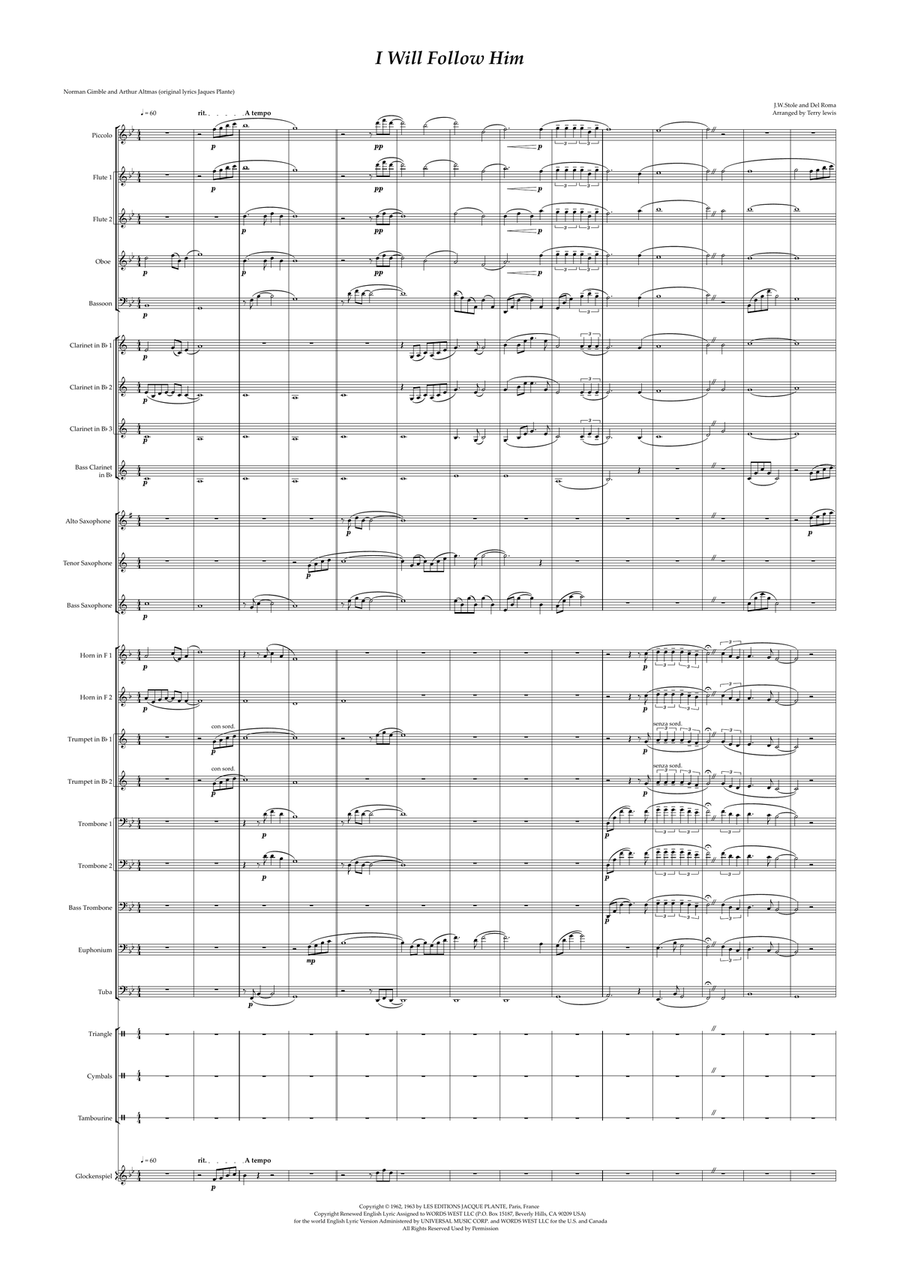 I Will Follow Him (I Will Follow You) Concert Band scores gallery preview page 2