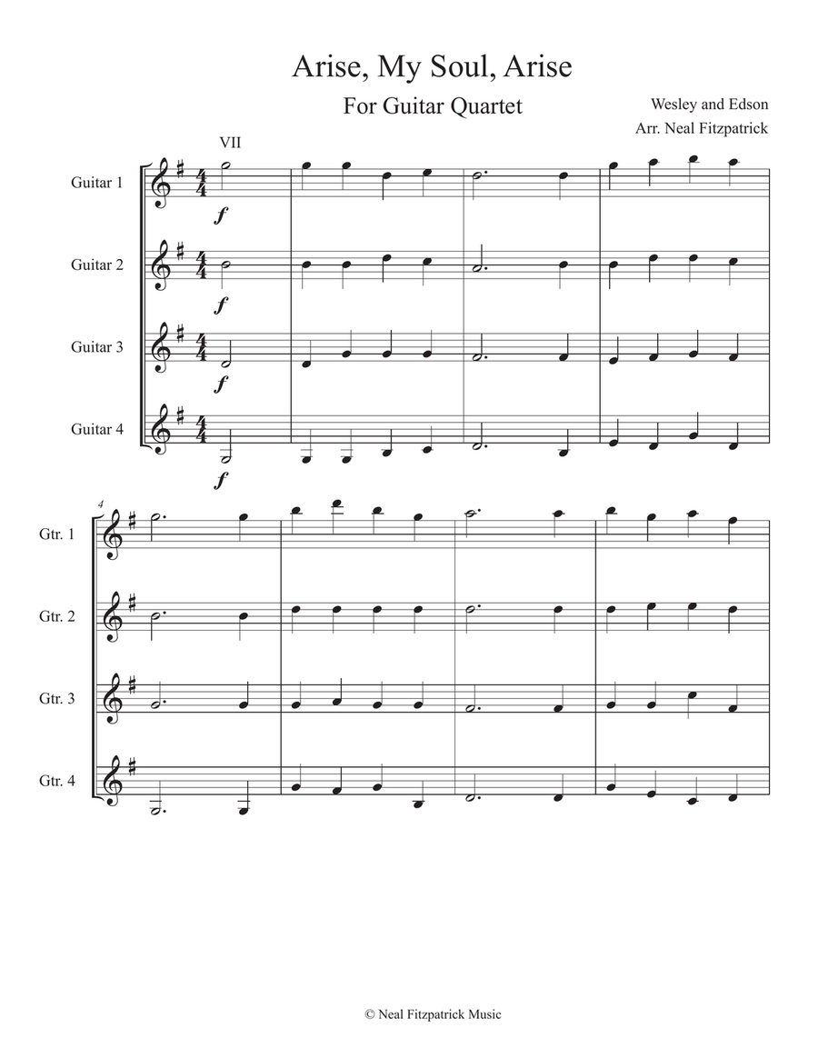 Ten Hymns For Guitar Quartet - Score Only Guitar Ensemble scores gallery preview page 3