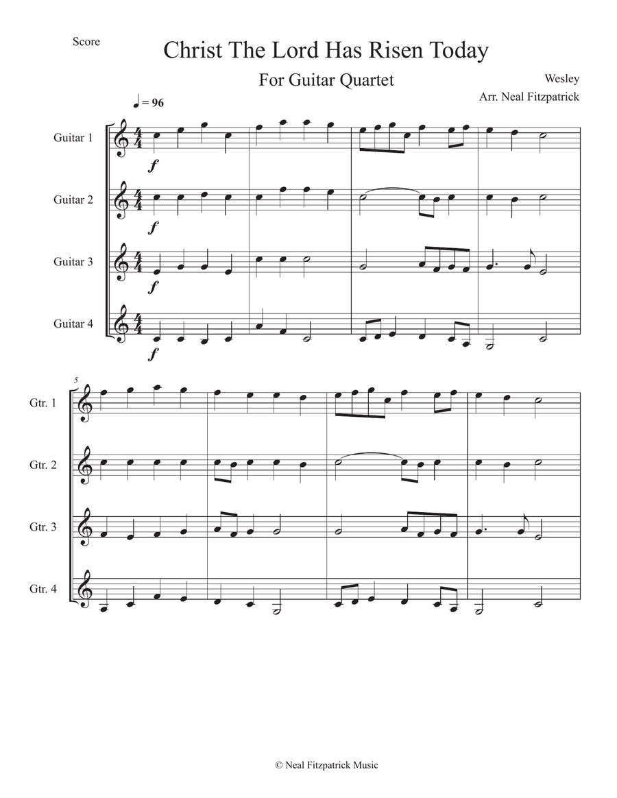 Ten Hymns For Guitar Quartet - Score Only Guitar Ensemble scores gallery preview page 5