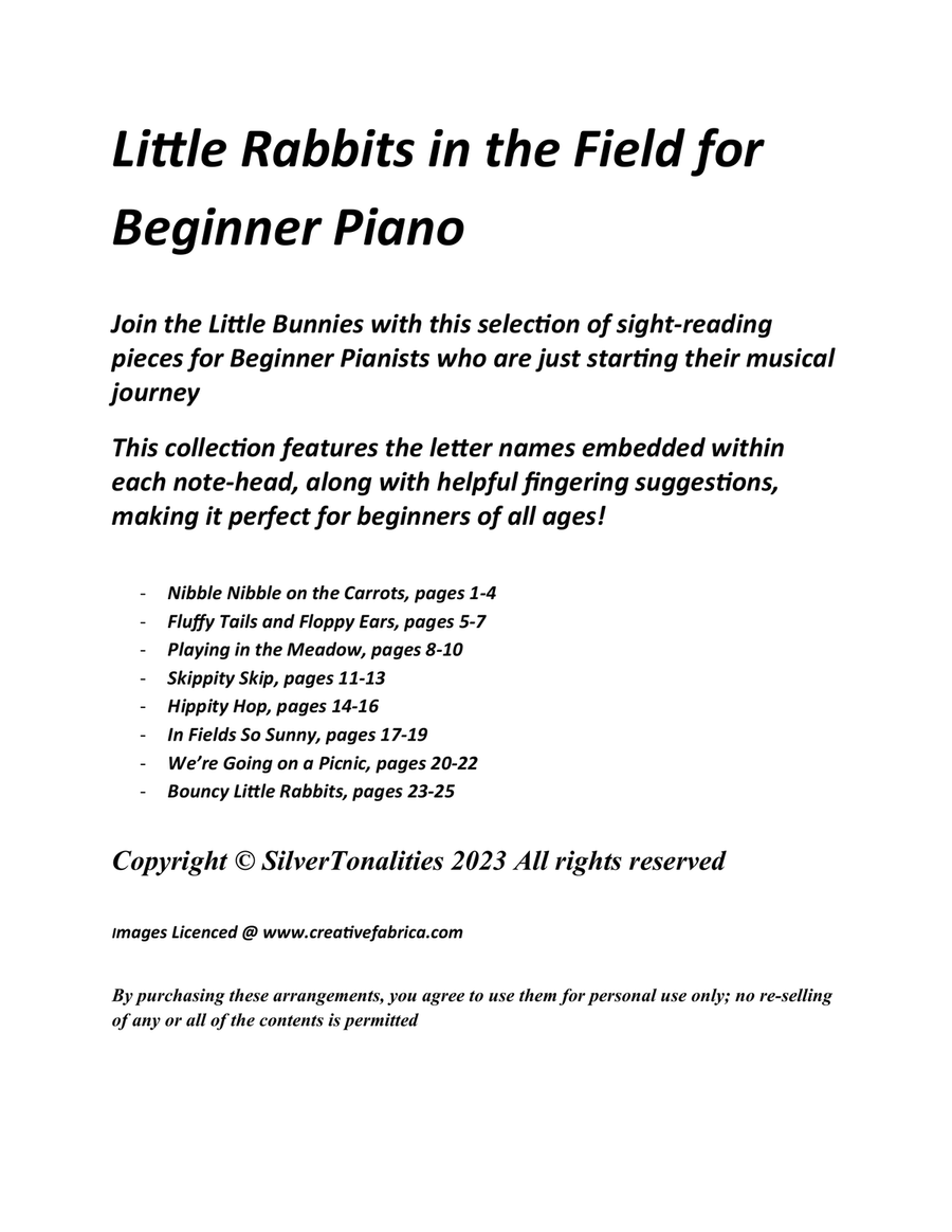 Little Rabbits in the Field for Beginner Piano Piano Method scores gallery preview page 2