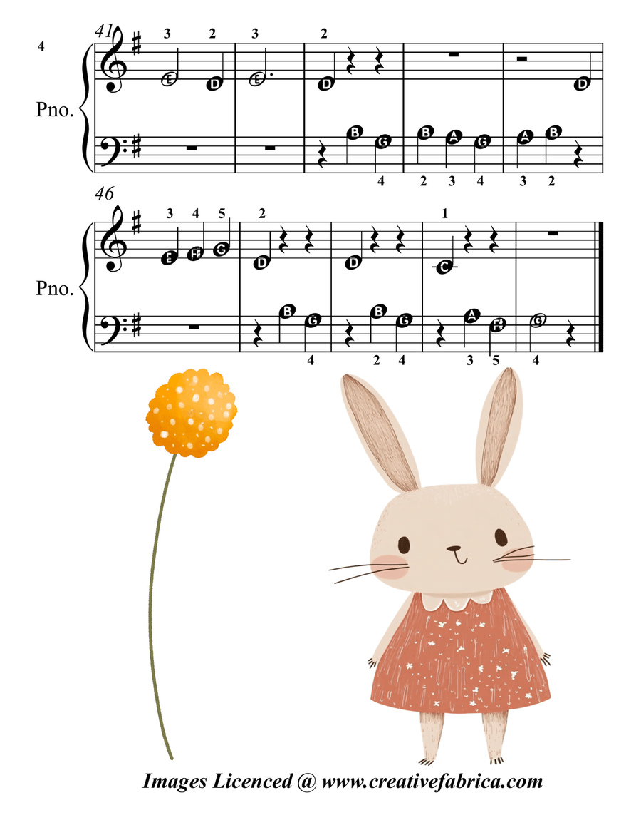 Little Rabbits in the Field for Beginner Piano Piano Method scores gallery preview page 6