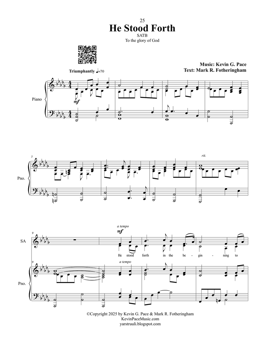 He Stood Forth, sacred music for SATB choir 4-Part scores gallery preview page 2
