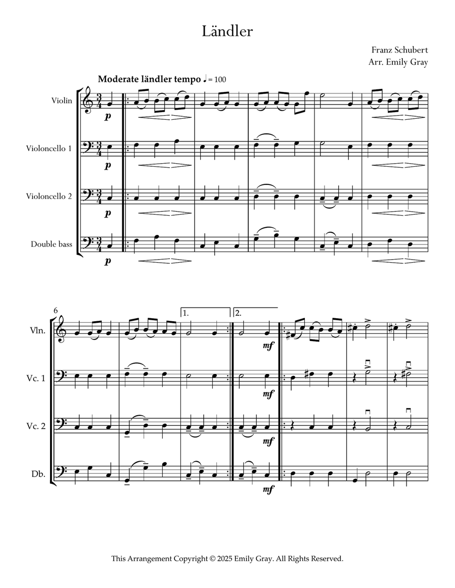 Landler Landler String Orchestra scores gallery preview page 1