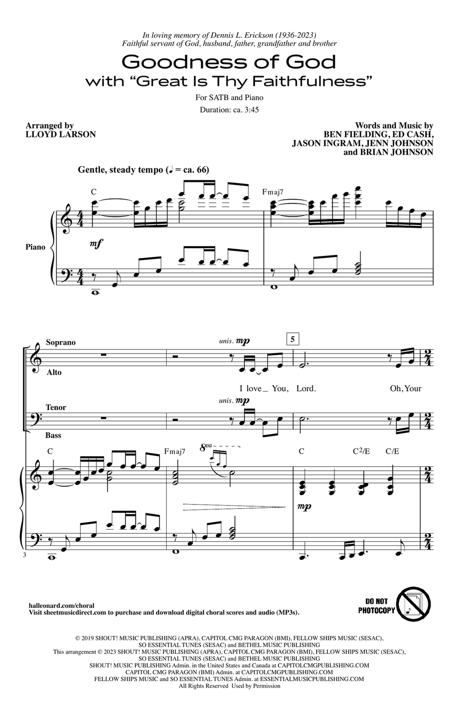 Goodness Of God Goodness Of God 4-Part scores gallery preview page 1