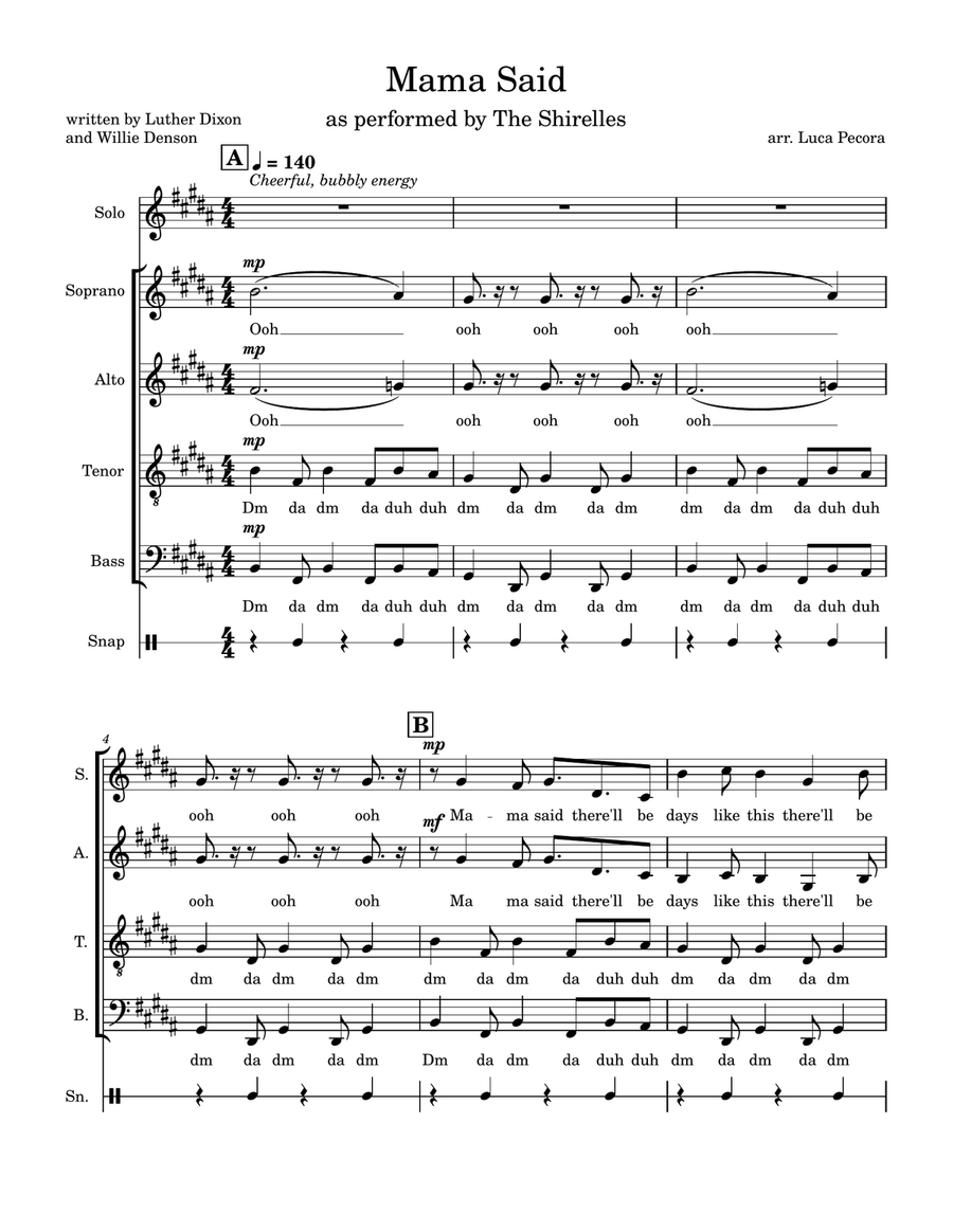 Mama Said Mama Said 4-Part scores gallery preview page 1