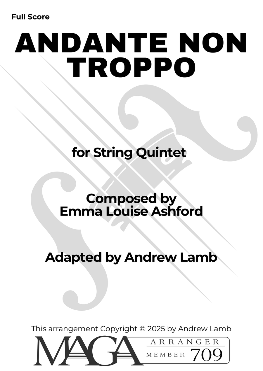 Emma Louise ASHFORD | Andante non troppo | for String Quintet String Orchestra scores gallery preview page 2