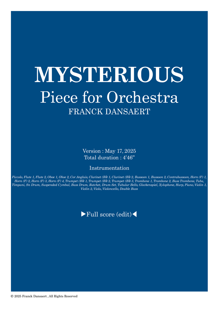 Mysterious - Score Only Mysterious - Score Only Full Orchestra scores gallery preview page 1
