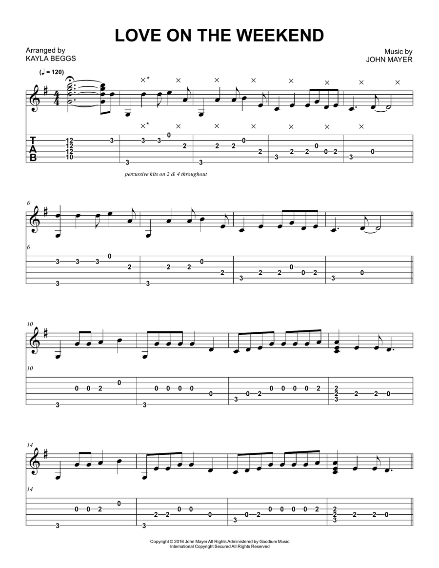 Love On The Weekend Love On The Weekend Acoustic Guitar scores gallery preview page 1